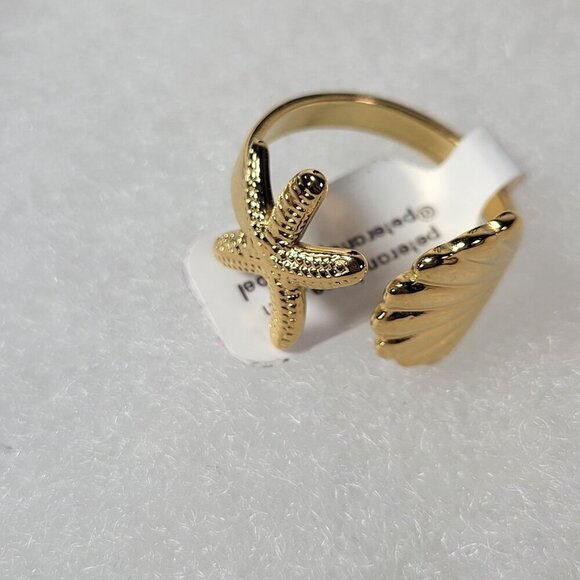 Revolve Peter+June Gold Tone Starfish & Shell Beach Summer Adjustable Ring - Picture 4 of 6